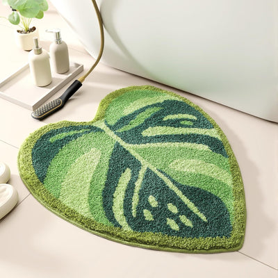 Alfombras baño hoja Monstera 27x31pulg microfibra antideslizante