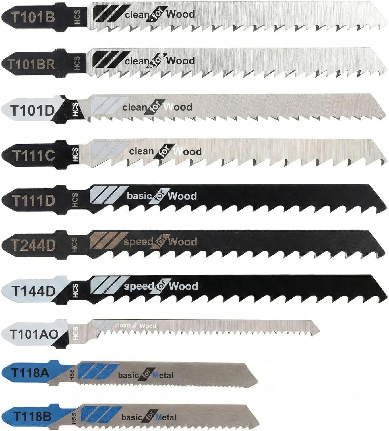 Set 10 Pzas Hojas Sierra Caladora Acero Alto Carbono