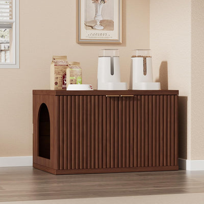 Caja arena gatos moderna para baño marrón rojizo
