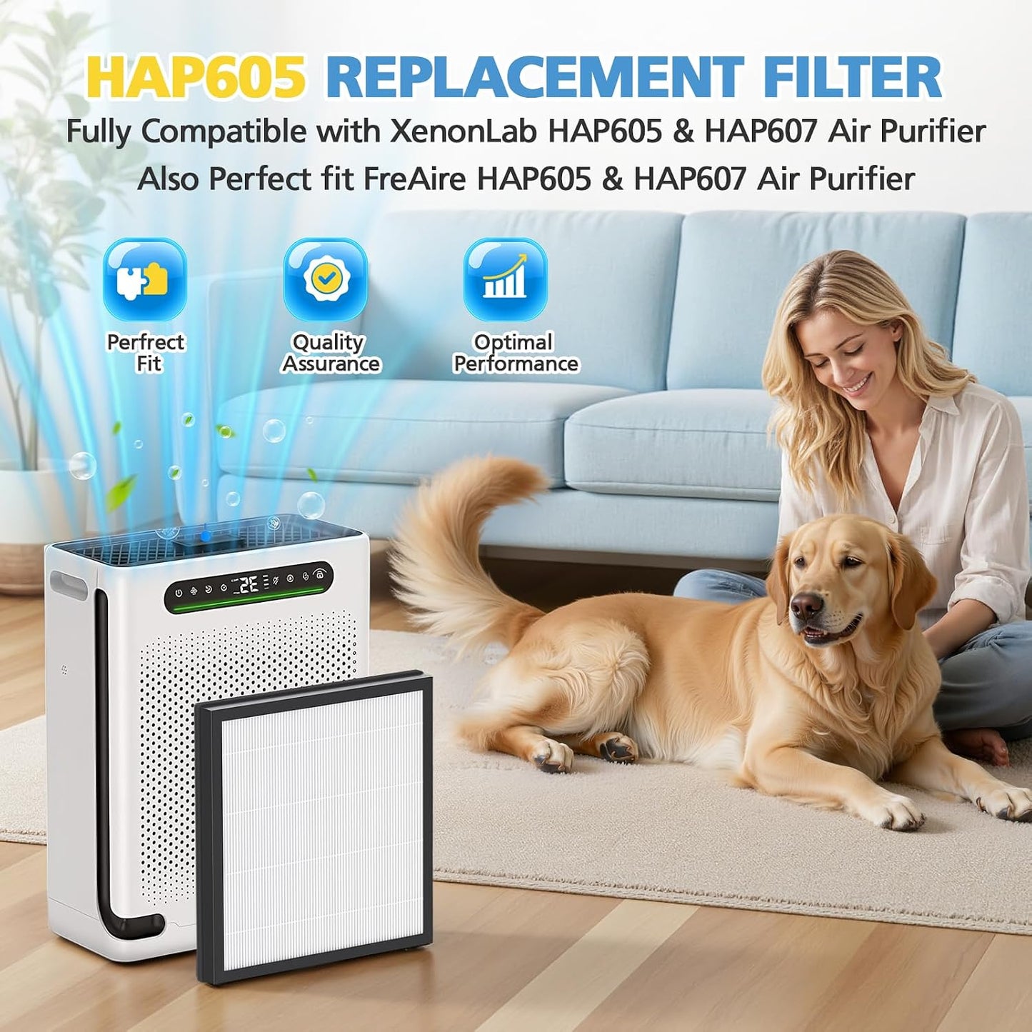 4 Filtros Purificador Aire XenonLab HAP605 FreAire 3en1