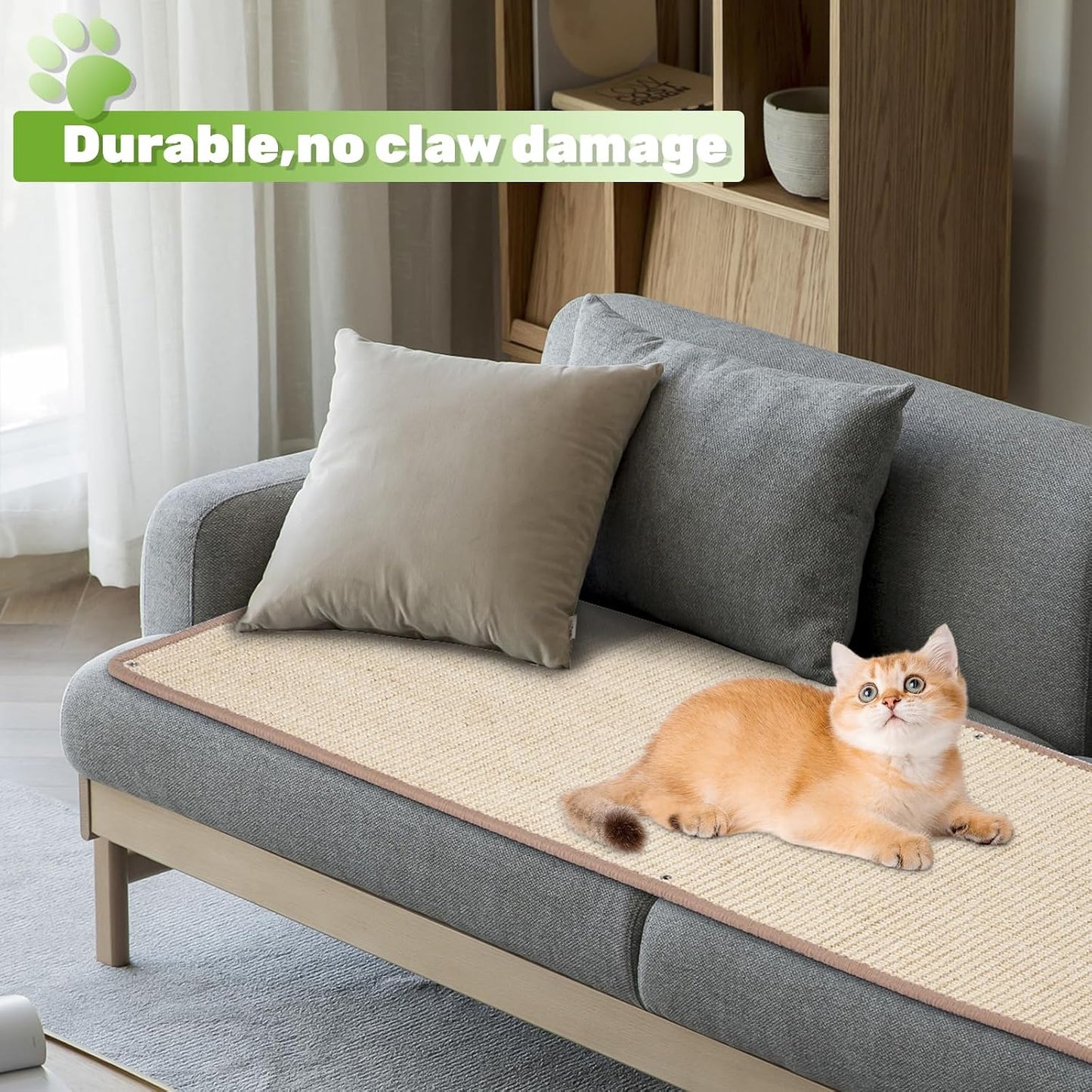 Alfombrilla rascadora sisal natural para gatos pared