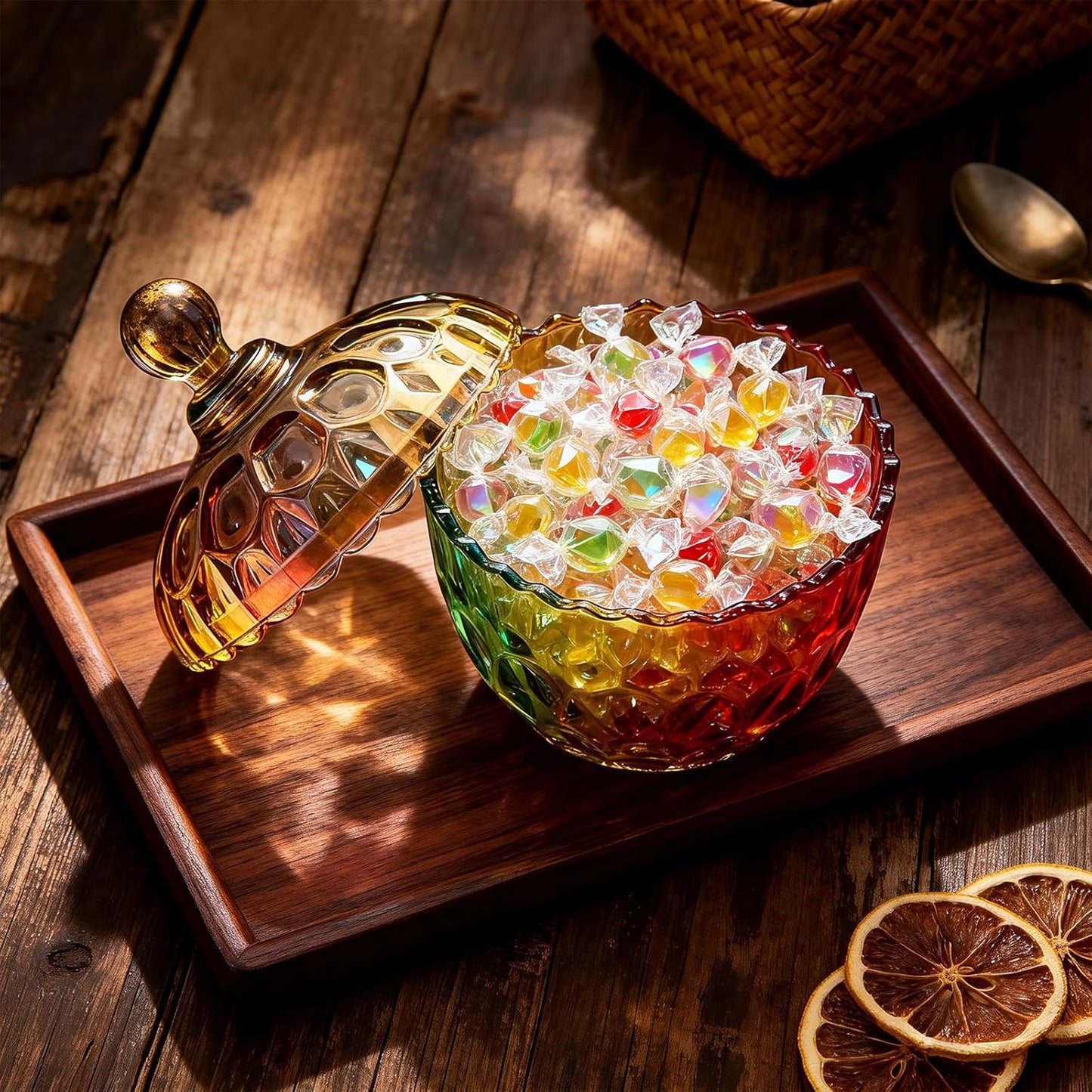 Plato de cristal grande para dulces con tapa, tarro decorativo para galletas y dulces