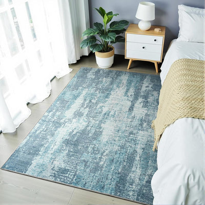 Alfombra gris moderna abstracta 3x5pulg antideslizante lavable