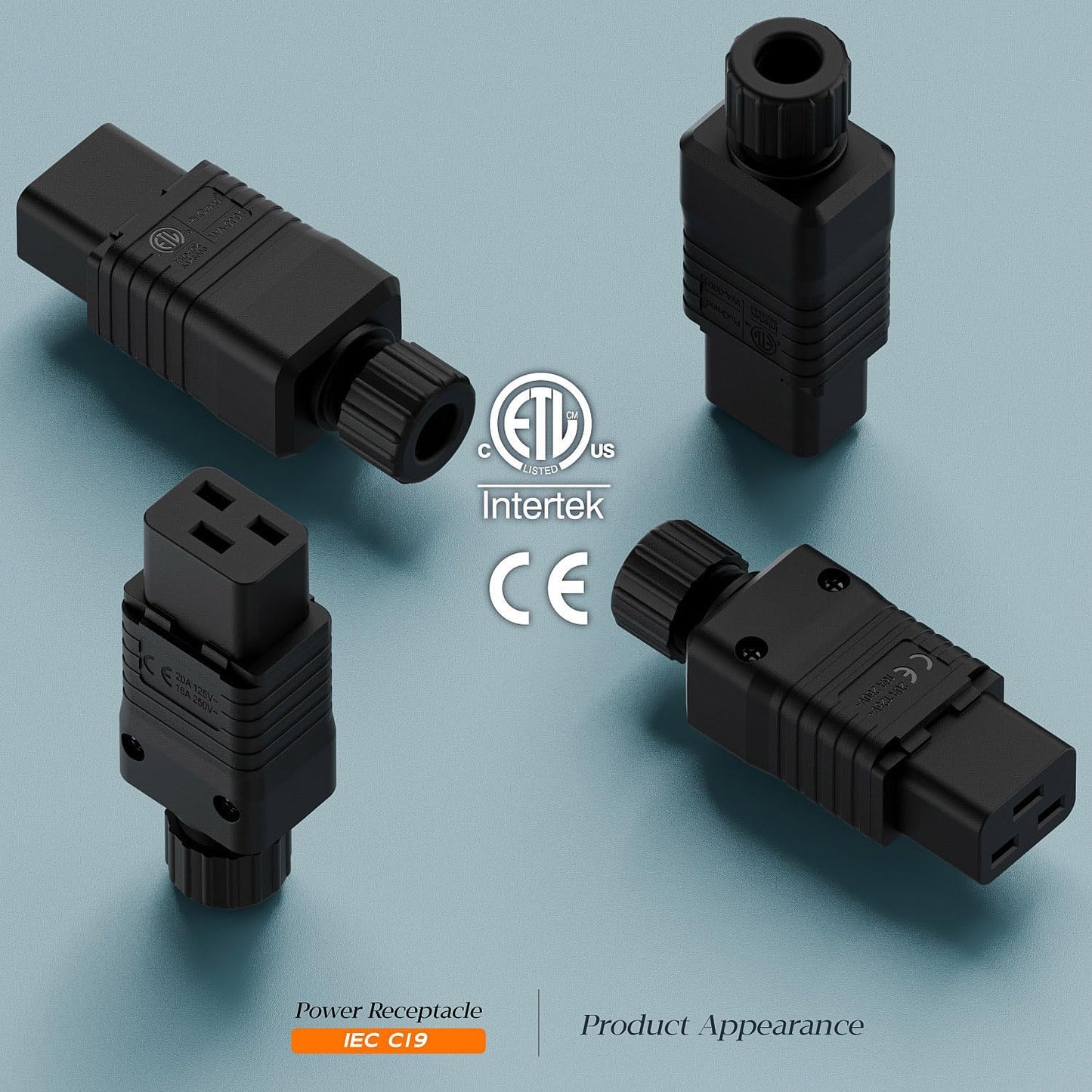 Enchufe IEC 320 C19 20A/125V conector cable negro
