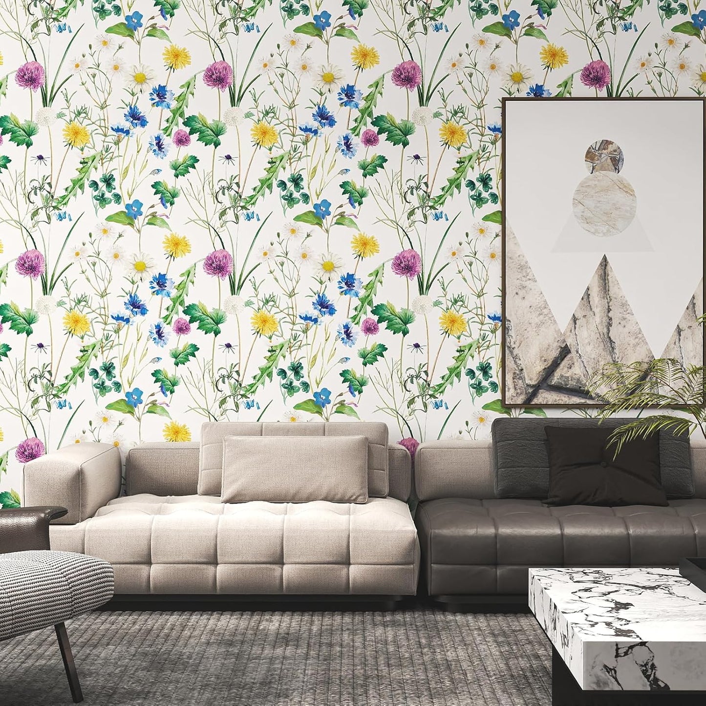 Papel tapiz floral autoadhesivo impermeable 17.3x120pulg