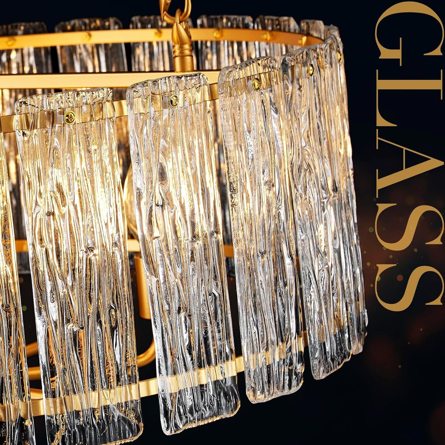 Candelabro cristal dorado 24pulg lámpara 8 luces sala comedor