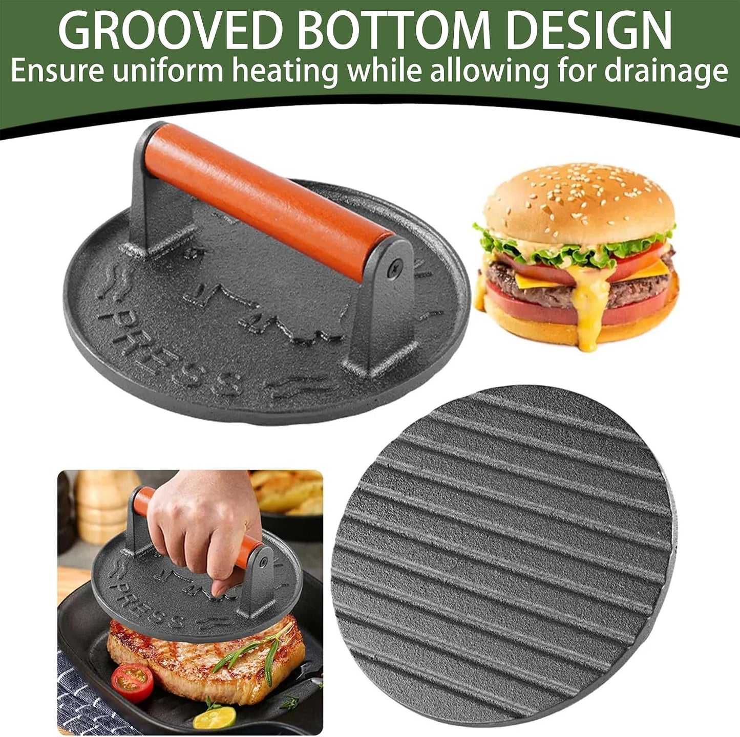 Prensa hamburguesas hierro fundido para Blackstone Griddle
