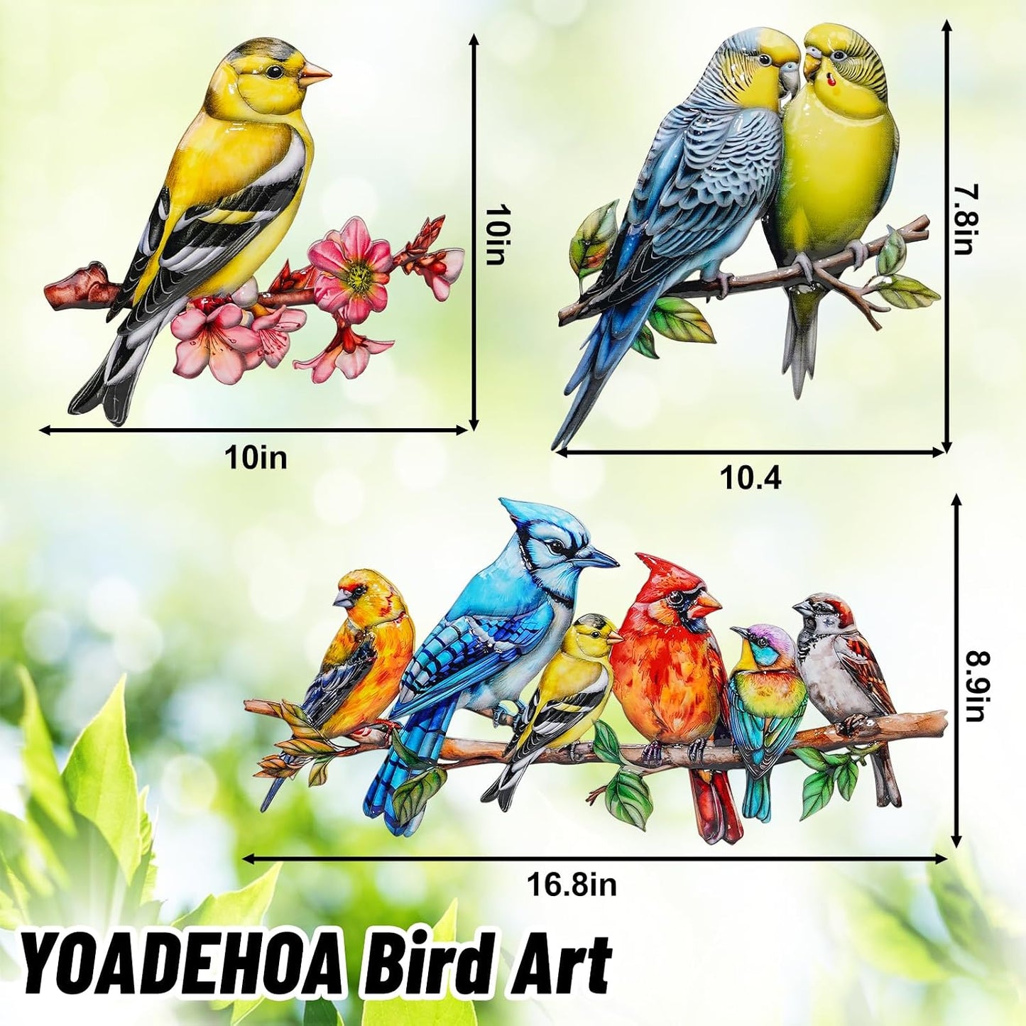 Escultura pájaros 3D para pared jardín interior y exterior