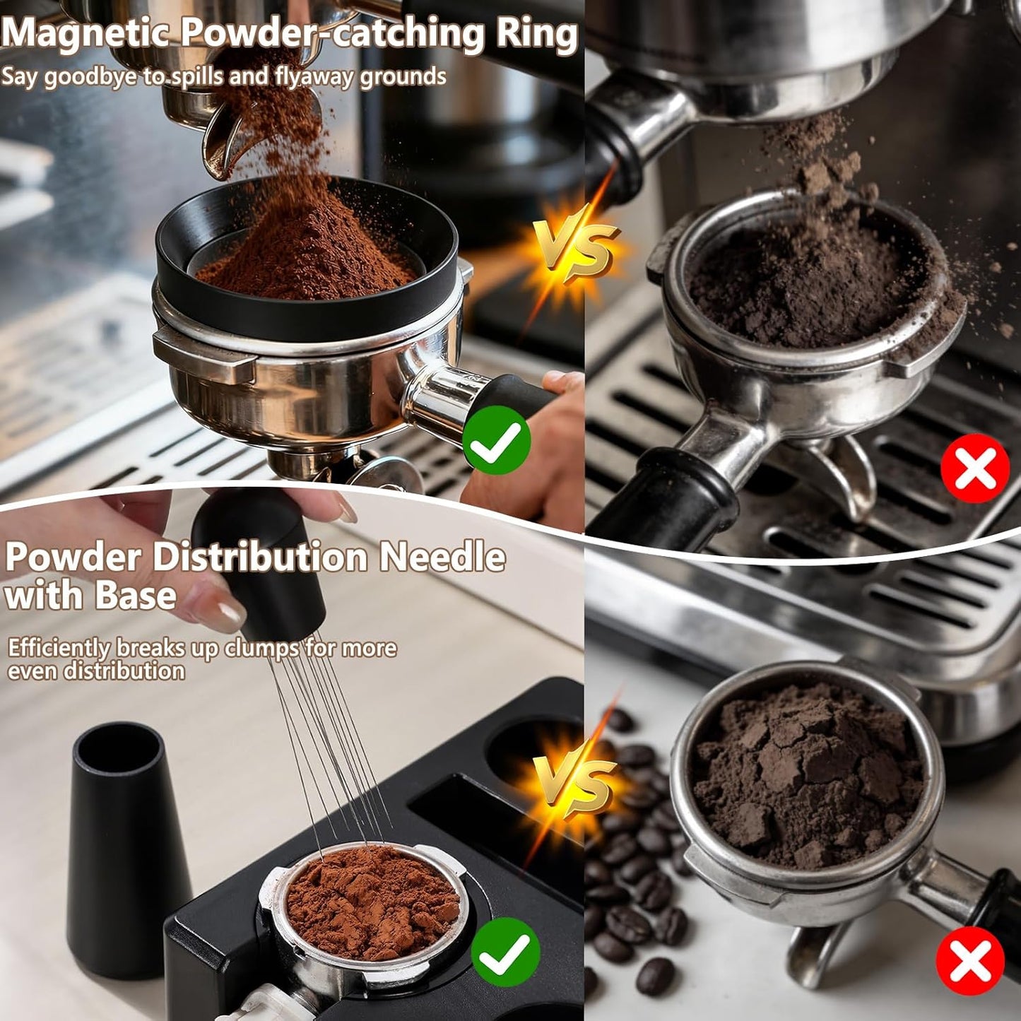 Kit accesorios espresso anillo captura polvo prensador