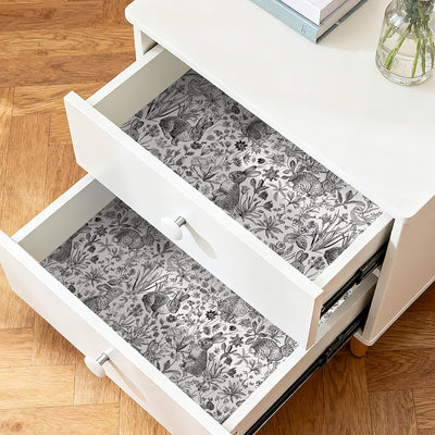 Papel tapiz conejito negro removible diseño floral vintage