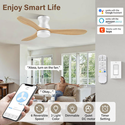 Ventilador techo 42pulg control remoto luces WIFI Alexa