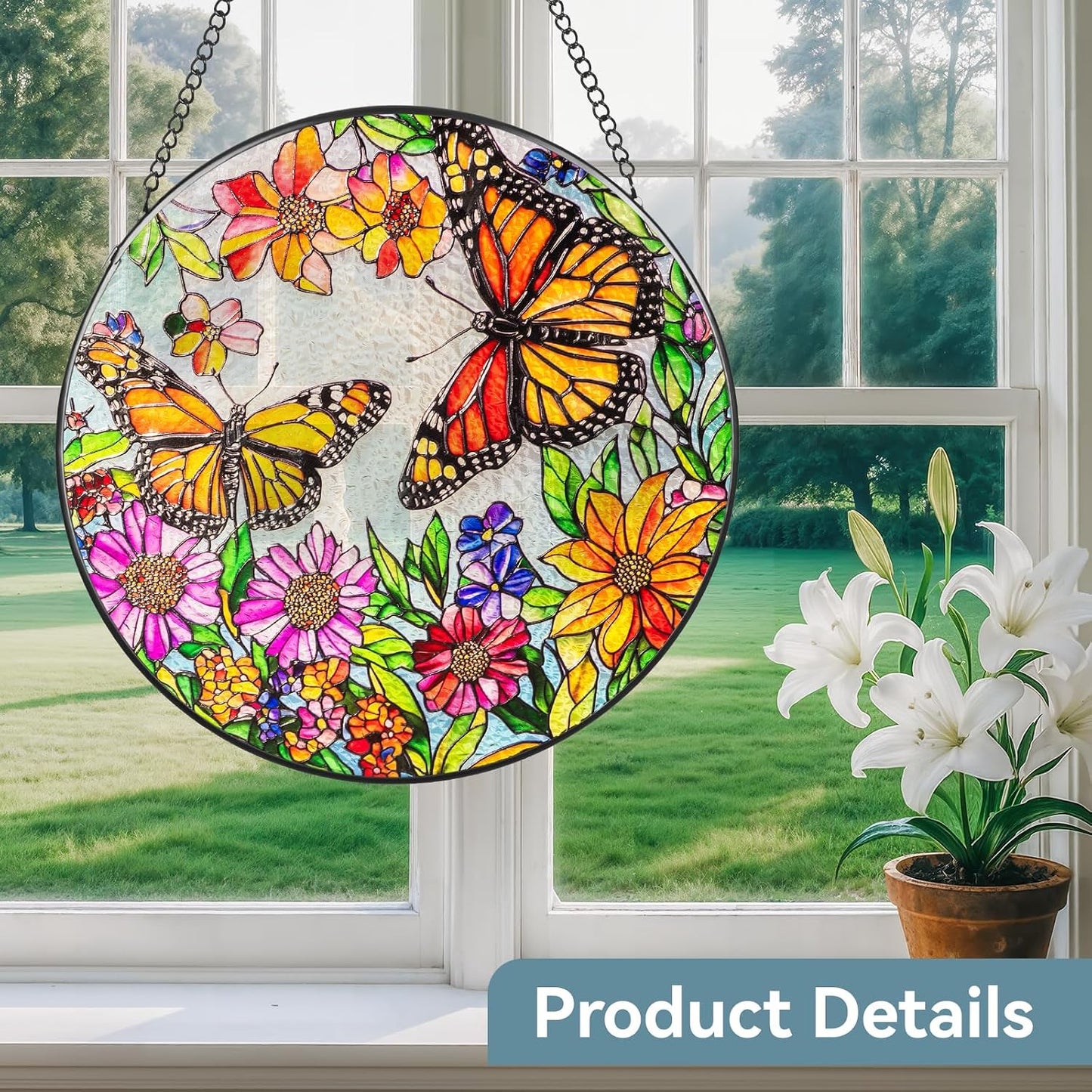 Atrapasoles cristal mariposa cadena ganchos decoración