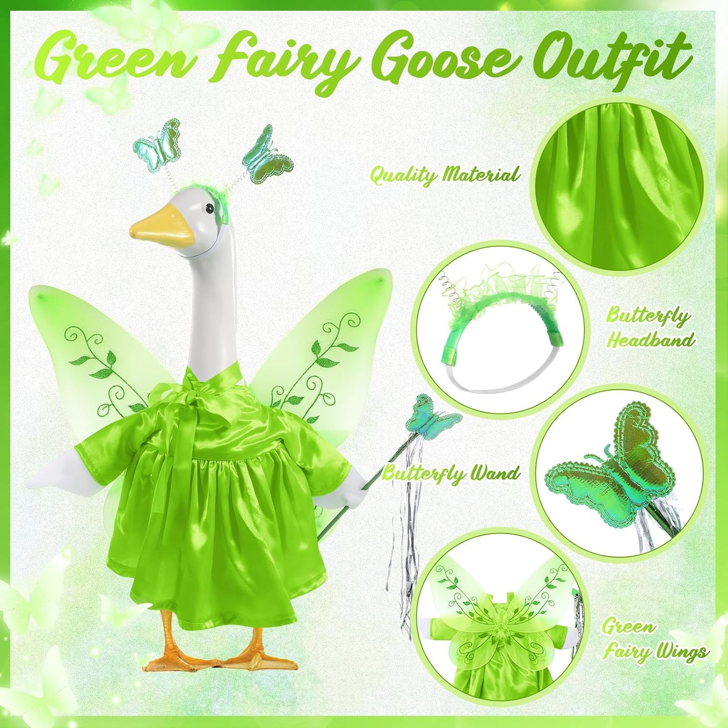 Disfraz ganso hada verde alas princesa 23pulg decoración Halloween
