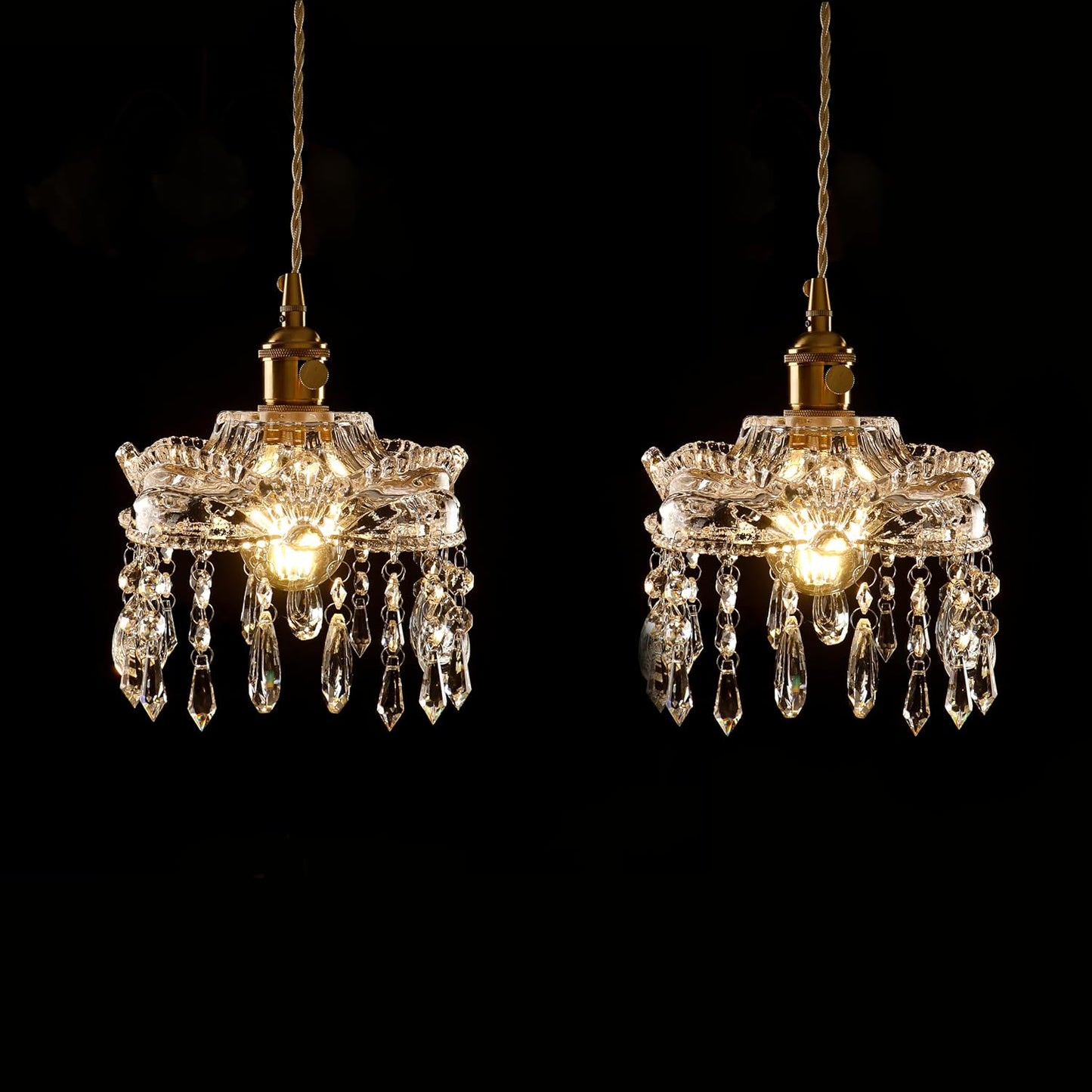 Lámpara colgante moderna de cristal con base latón ajustable