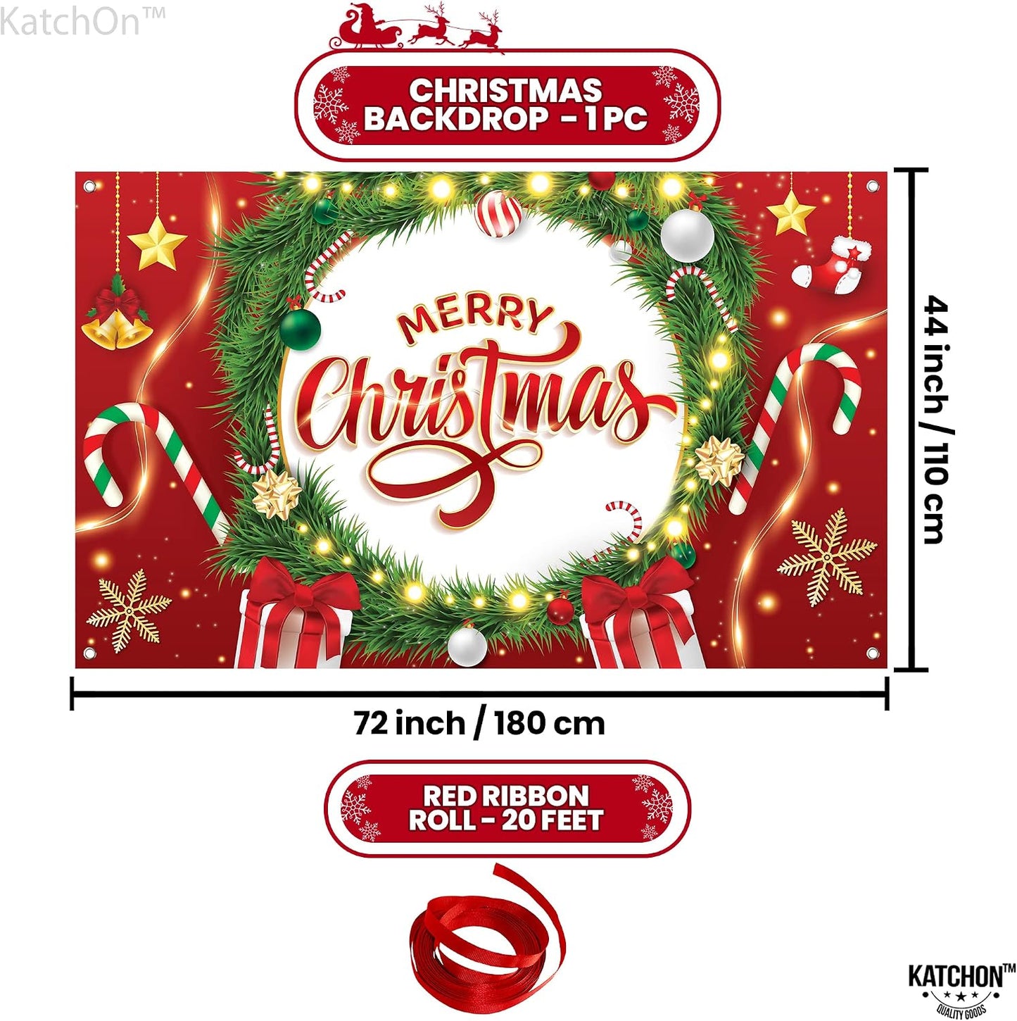 Cartel Navidad 72x44pulg telón rojo decoración interior