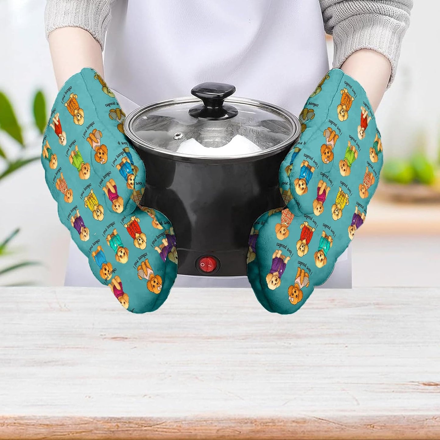 Guantes de horno caniche resistente al calor para cocinar