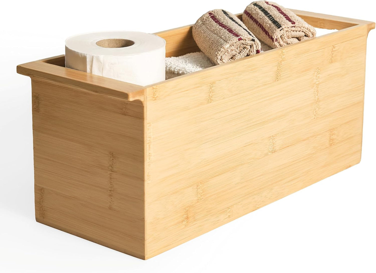 Soporte papel higiénico bambú organizador baño moderno