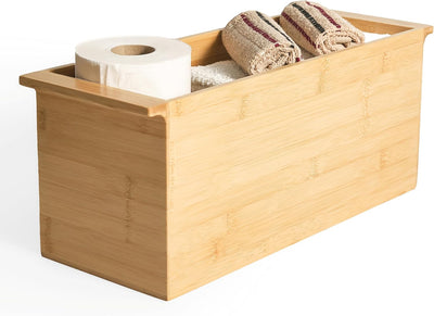 Soporte papel higiénico bambú organizador baño moderno