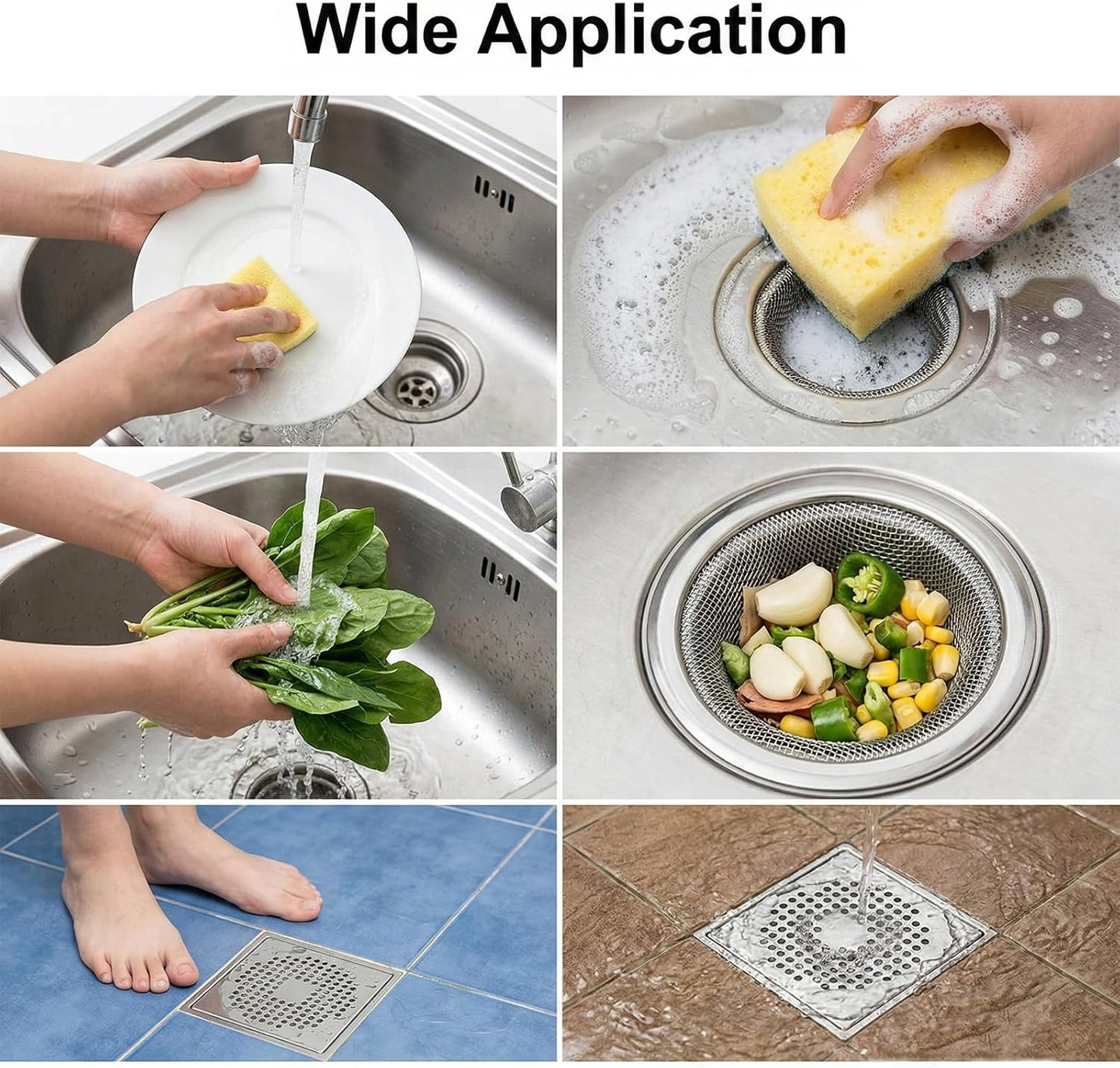 10 Coladores Acero Inox para Fregadero con Cesta Drenaje