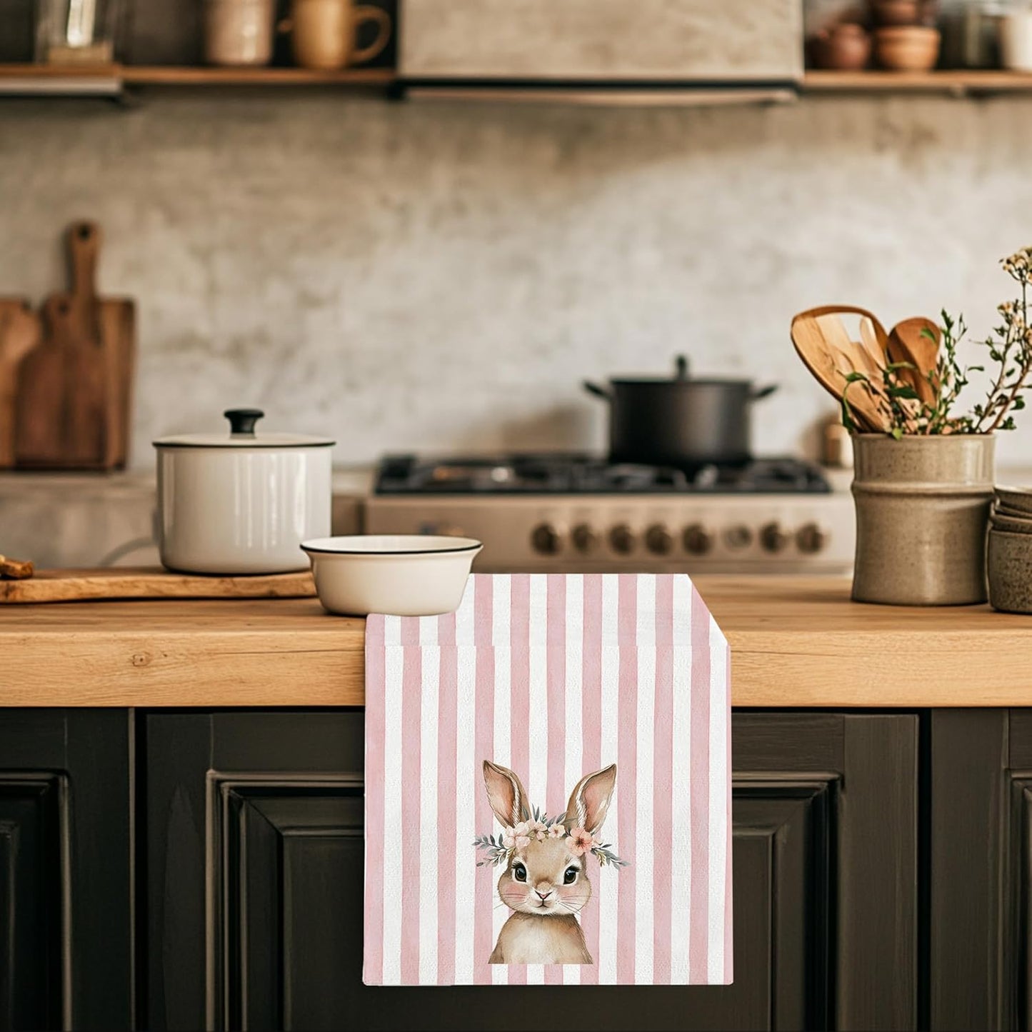 Toallas de cocina de conejo de Pascua, decoración primaveral para cocina y baño