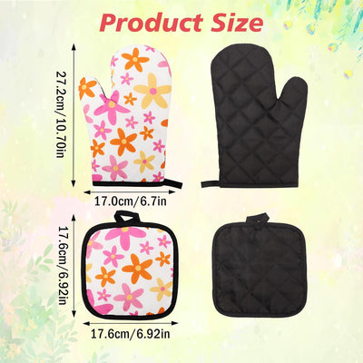 Set 4 Manoplas Horno Flores Resistentes Calor