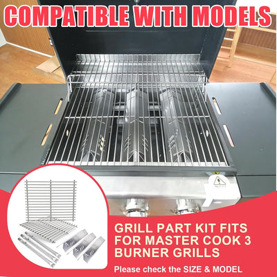 Kit piezas parrilla Master Cook 3 quemadores acero inox
