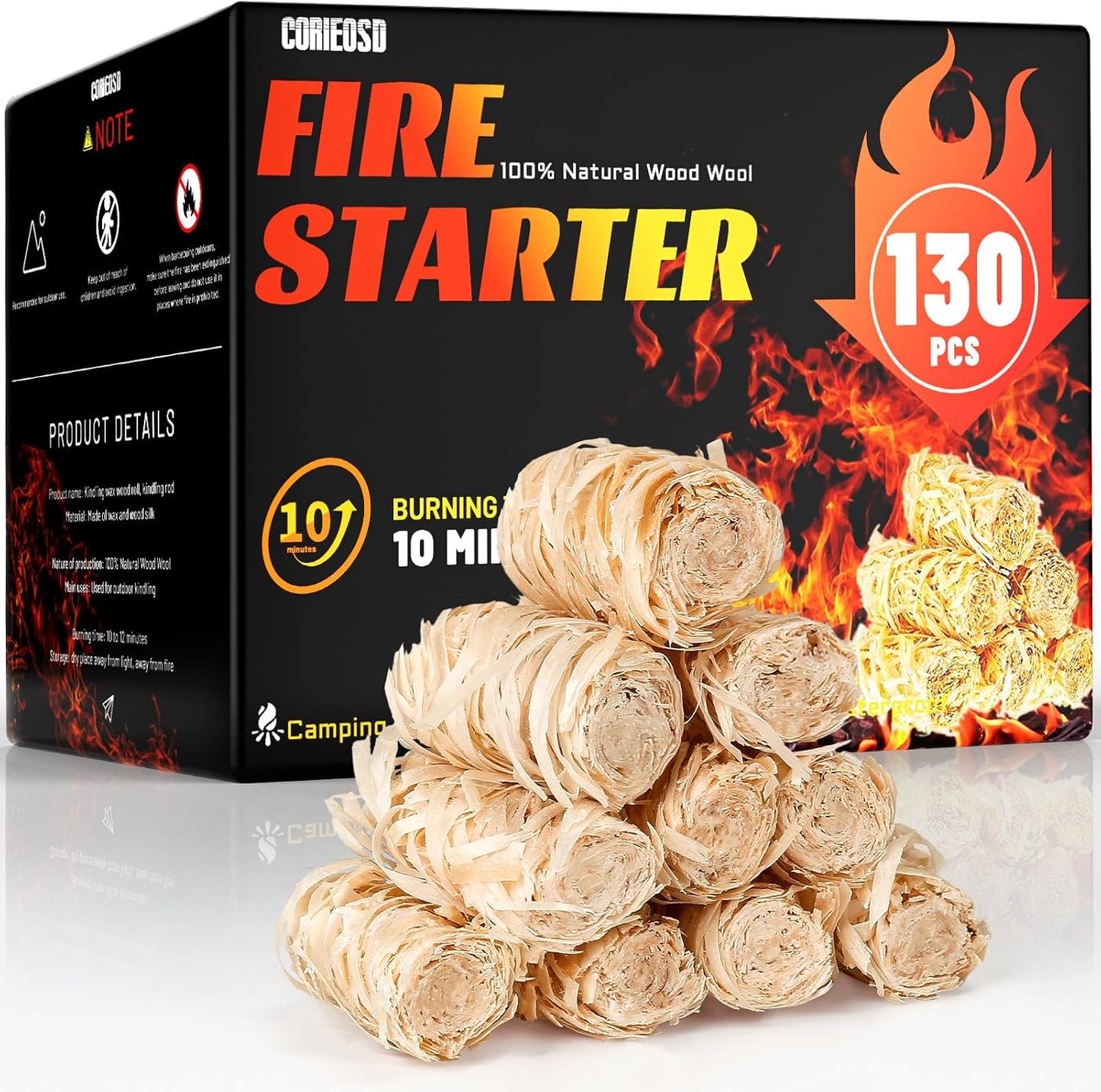 Kit 130 Pzas Encendedor Fuego Madera Natural Chimenea Campamento