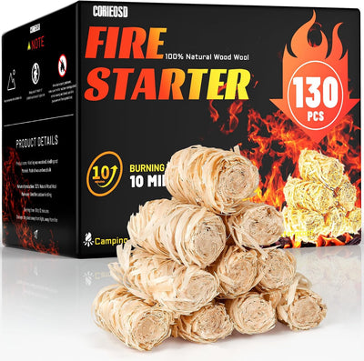 Kit 130 Pzas Encendedor Fuego Madera Natural Chimenea Campamento