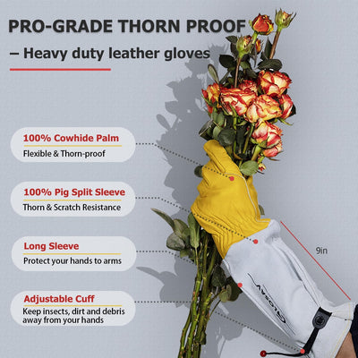 Guantes jardinería antiespinas cuero talla M