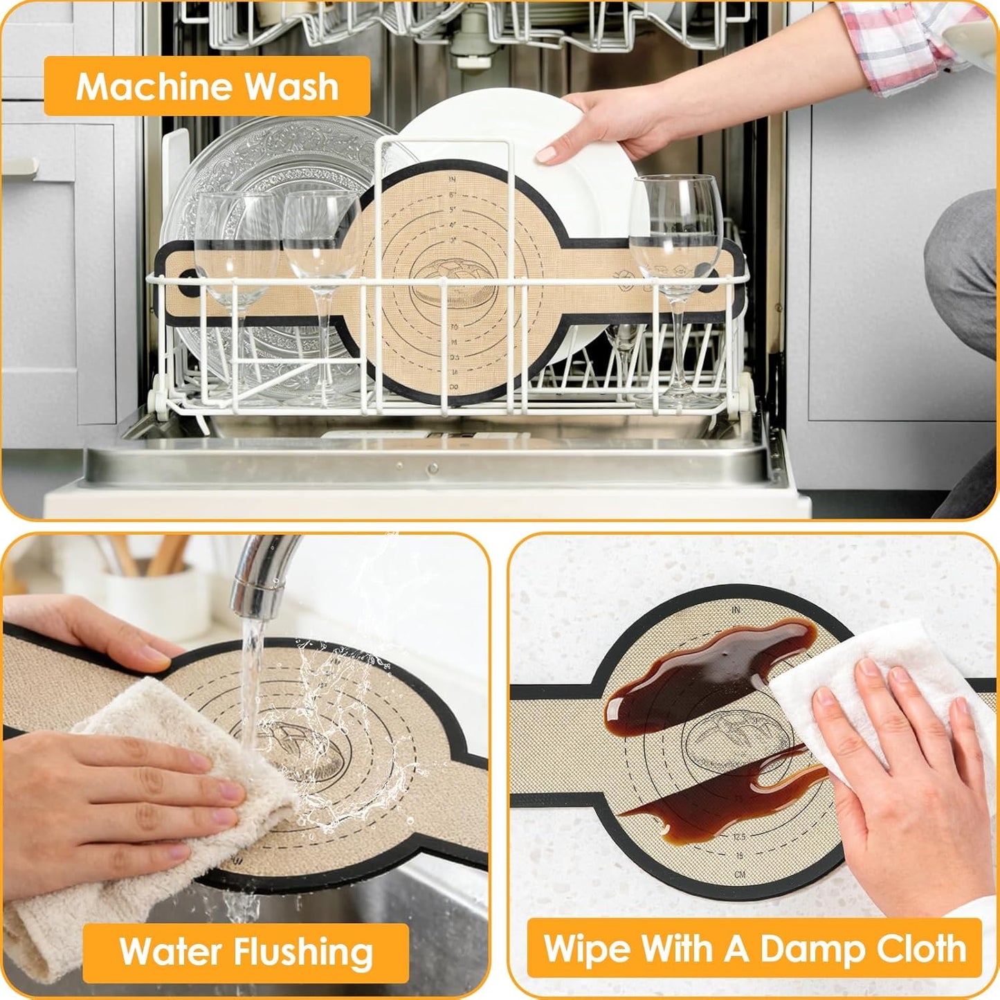 Alfombrilla silicona para horno 2 pzas con asas largas