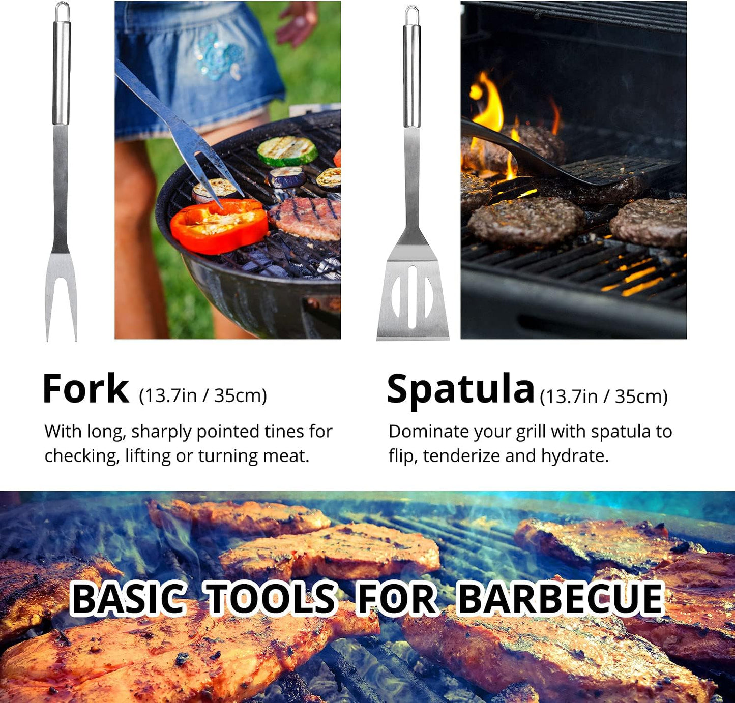 Juego utensilios barbacoa acero inox con bolsa transporte
