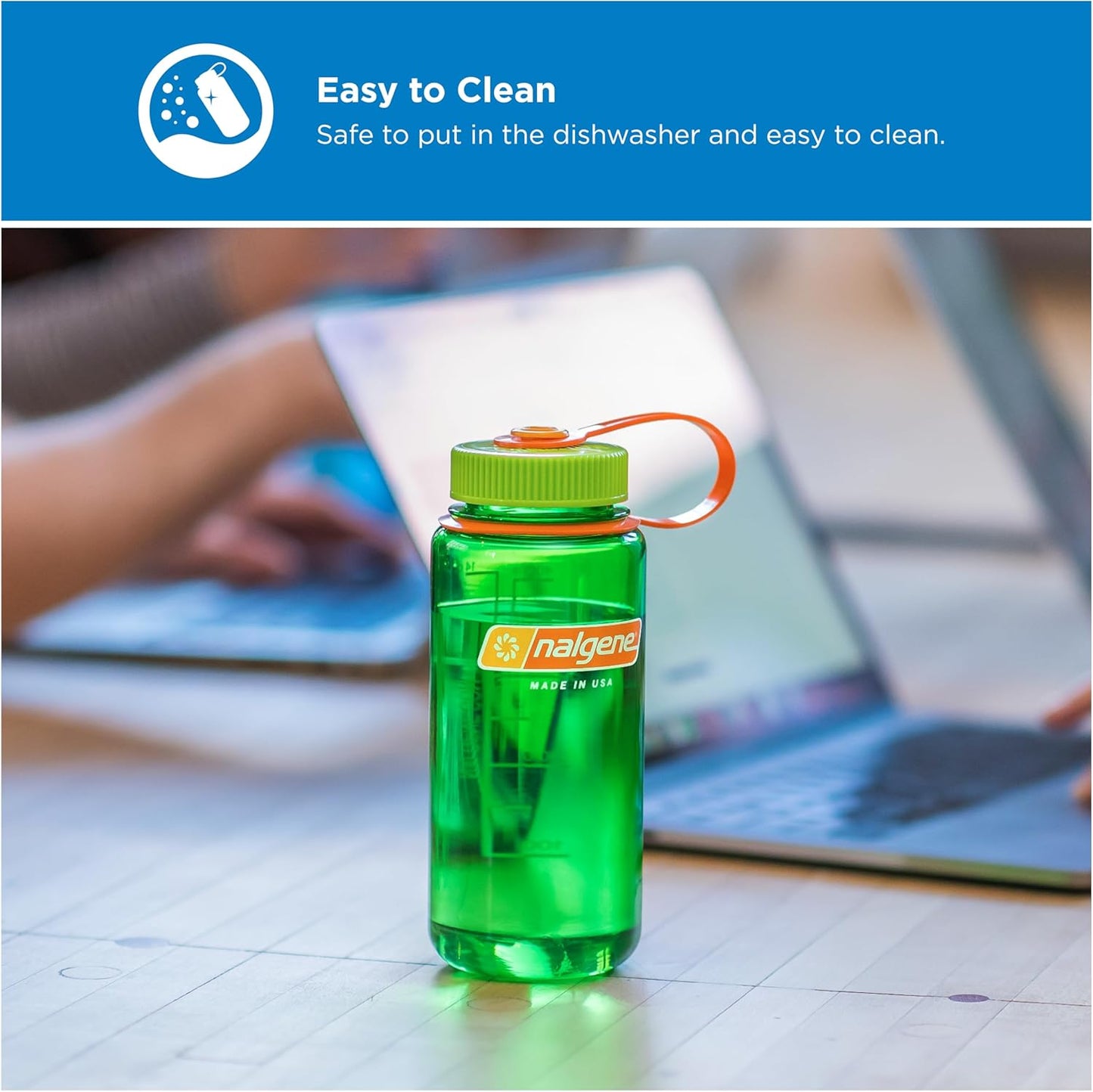Botella agua sin BPA Tritan 50% reciclado 16oz boca ancha