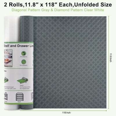 2 rollos revestimiento estantes no adhesivo EVA para armarios cocina cajones gris
