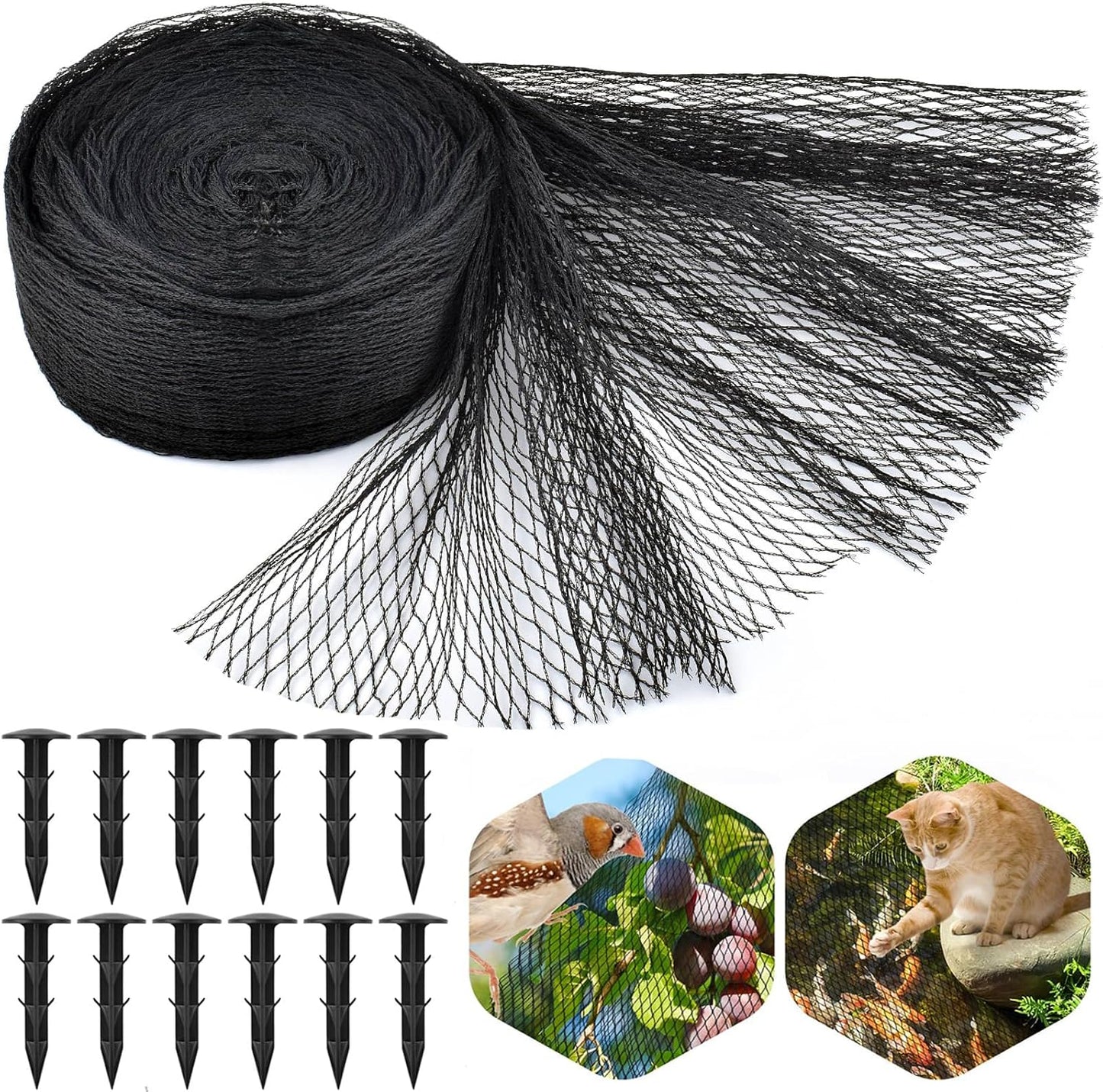 Kit red estanque 7x10ft cubierta Koi con estacas protege peces