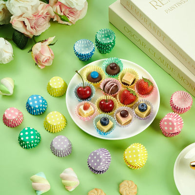500 Pzas Moldes Cupcakes Papel Lunares Tamaño Pequeño