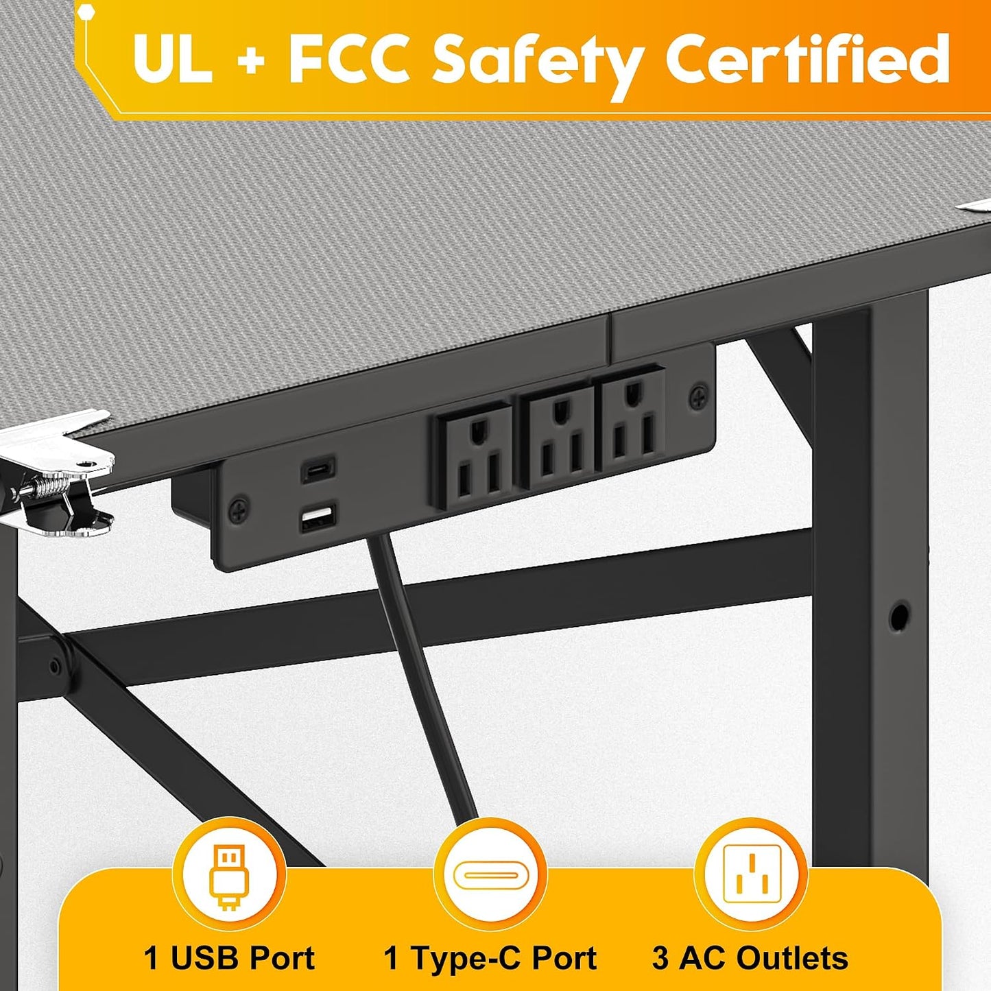 Mesita trabajo hierro 3 puertos USB-C 28-35pulg garage