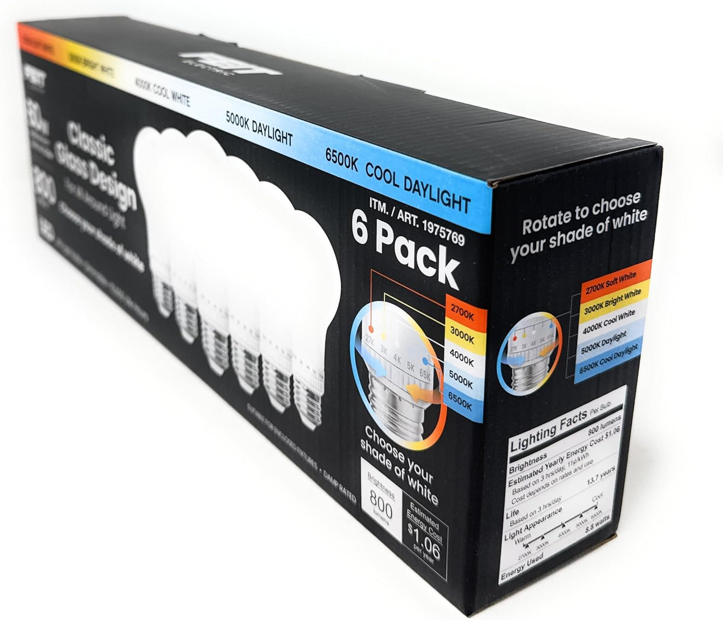 Bombilla LED A19 Blanca Ajustable 60W
