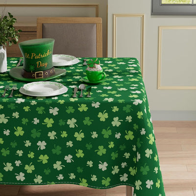 Mantel rectangular XCHI para San Patricio con tréboles verdes 52x70 pulg