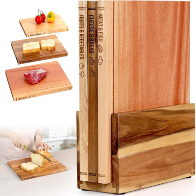 Set 3 Tablas Cortar Madera Maciza Etiquetadas