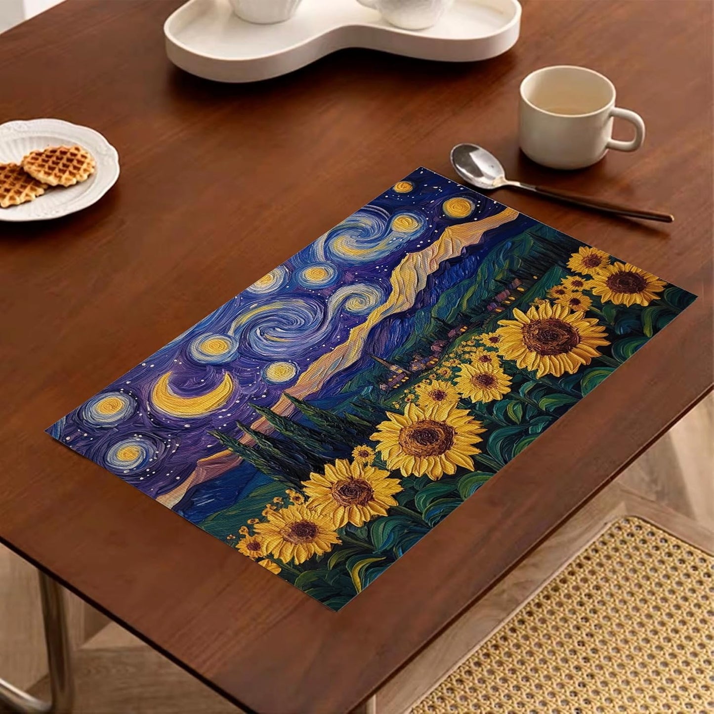 Set 6 Alfombras Mesa Estilo Starry Night 12x18pulg