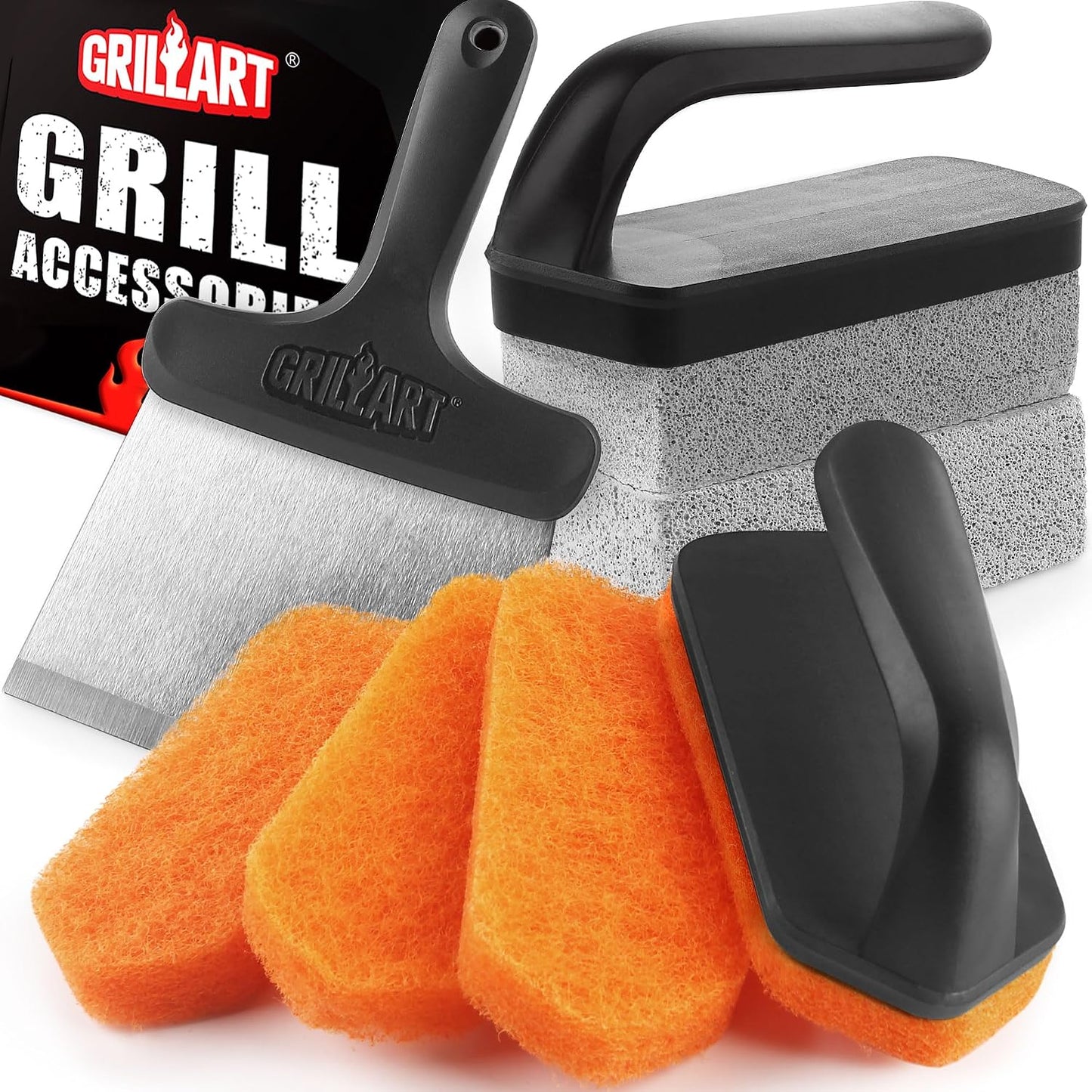 Kit limpieza parrilla Blackstone con piedra raspador y asas