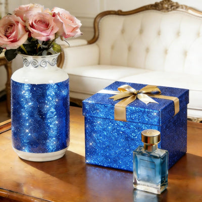 Papel tapiz azul purpurina gruesa para manualidades y decoración