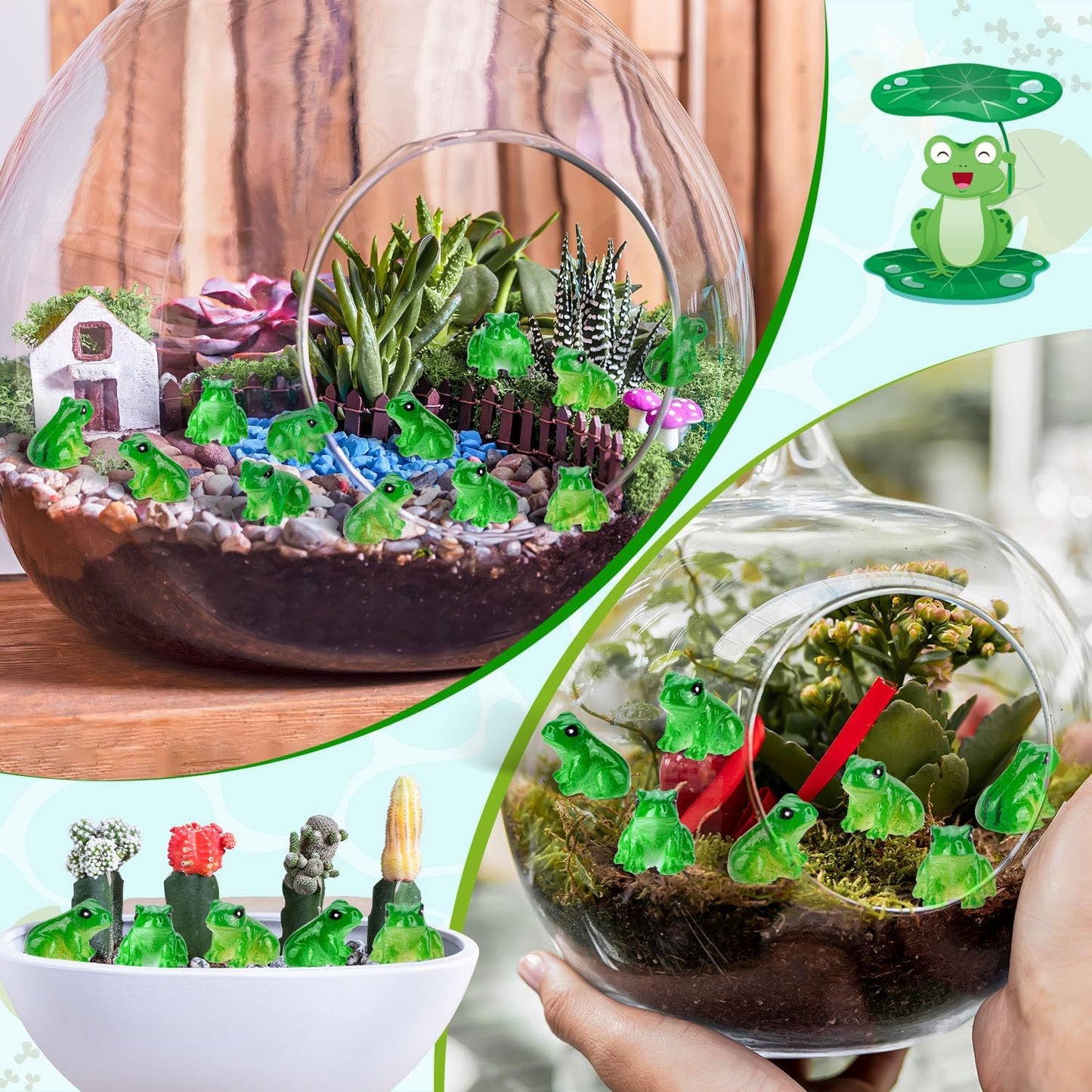 60 Pzas ranas resina decoración jardín hadas musgo