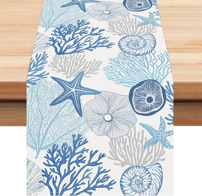 Manteleta de mesa bonhause coastal ocean 13x72 pulgadas decoración para interiores y exteriores