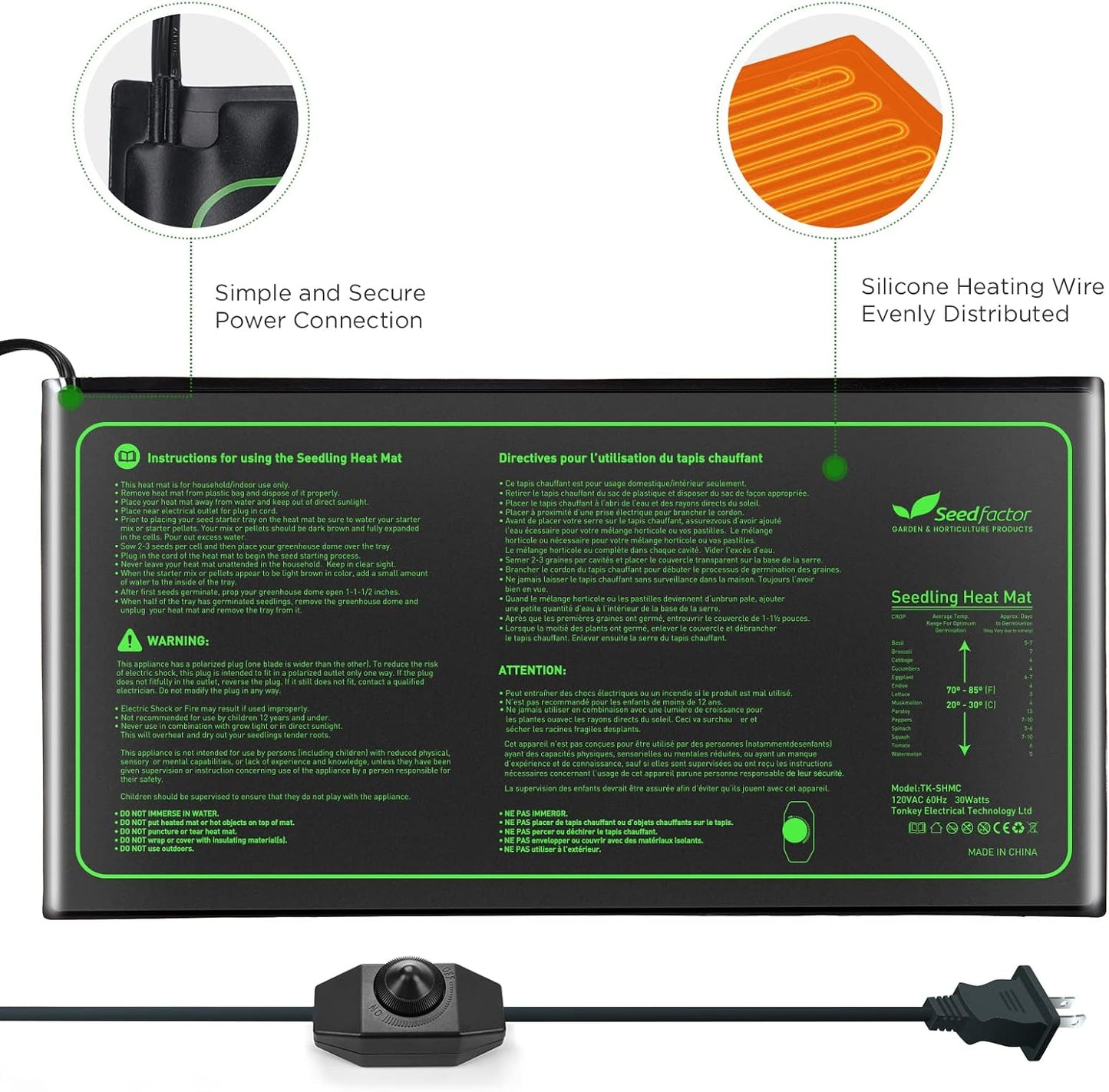 Tapete térmico para germinación con temp. ajustable