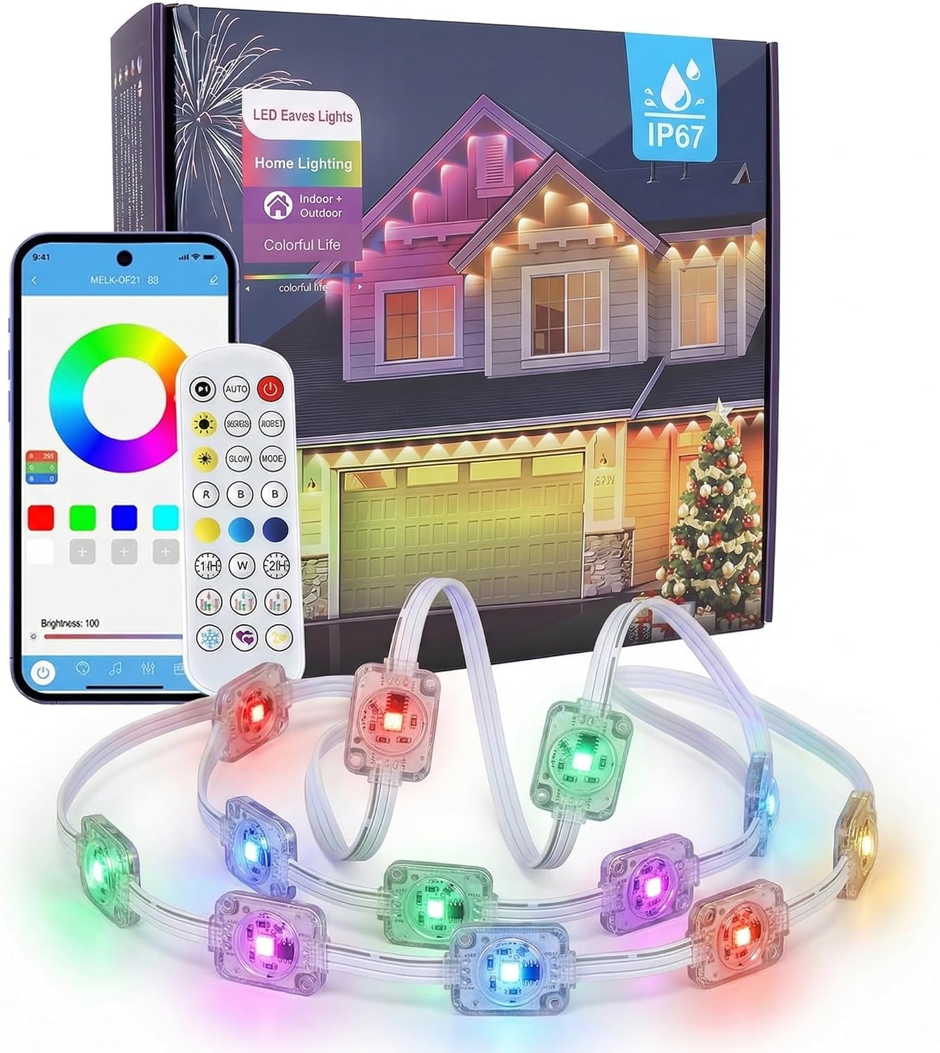 Luces LED RGB exteriores IP67 100ft control remoto Navidad