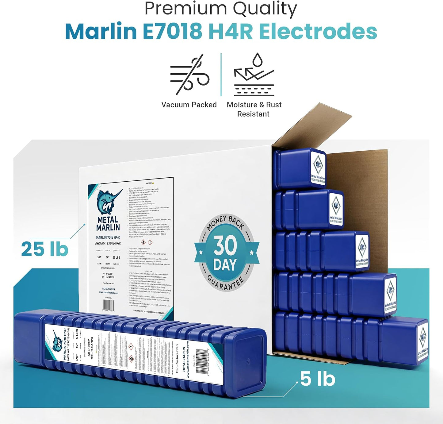 Varilla soldadura E7018 H4R 1/8pulg 5lb acero carbono SMAW