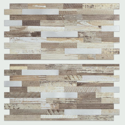Protector salpicaduras baño PVC madera beige