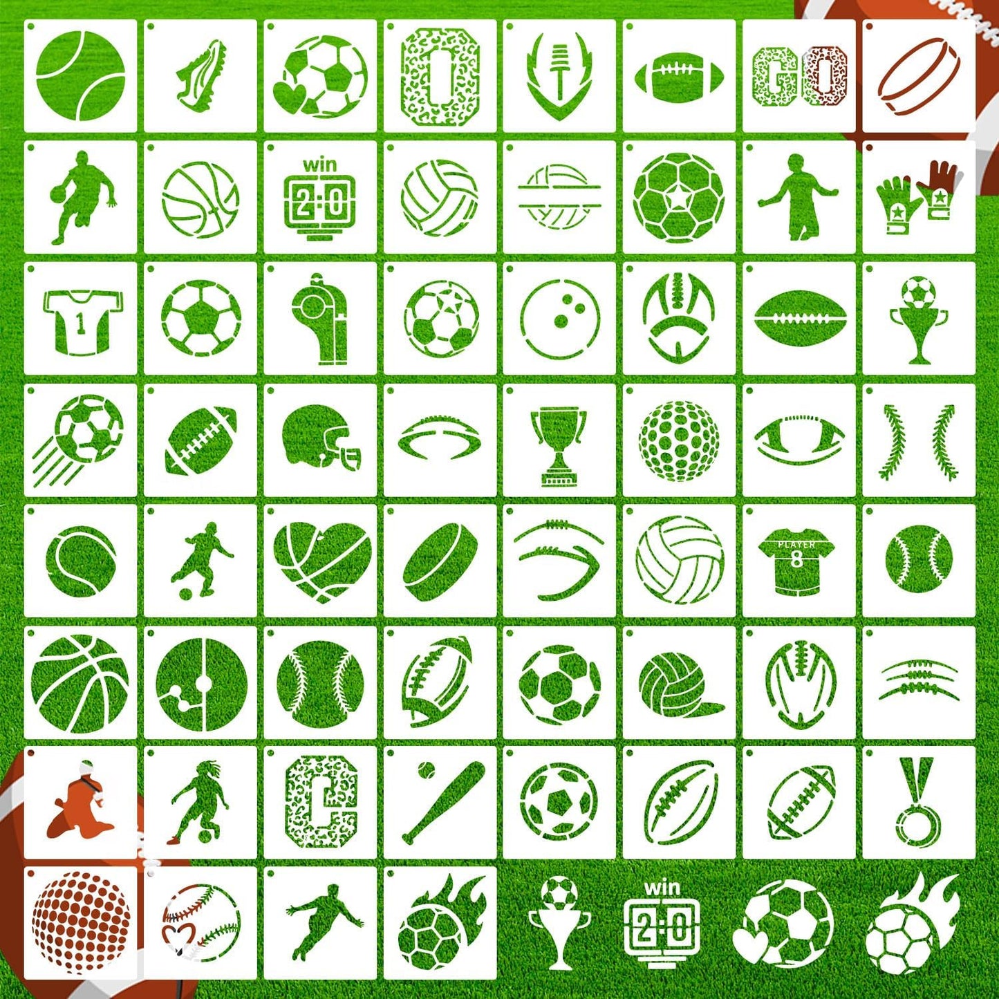 Plantillas deportivas plástico reutilizables 3x3pulg