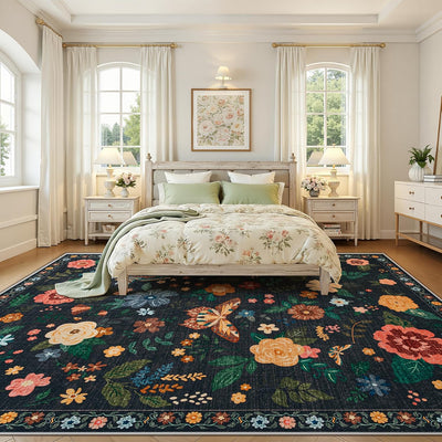 Alfombras 8x10ft para sala dormitorio suave antideslizante negro